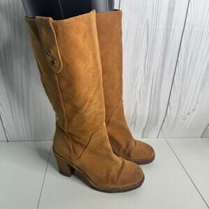 UGG Josie Chestnut Suede Leather Tall Boots Women Size 7 EUR 38 Convertible Heel